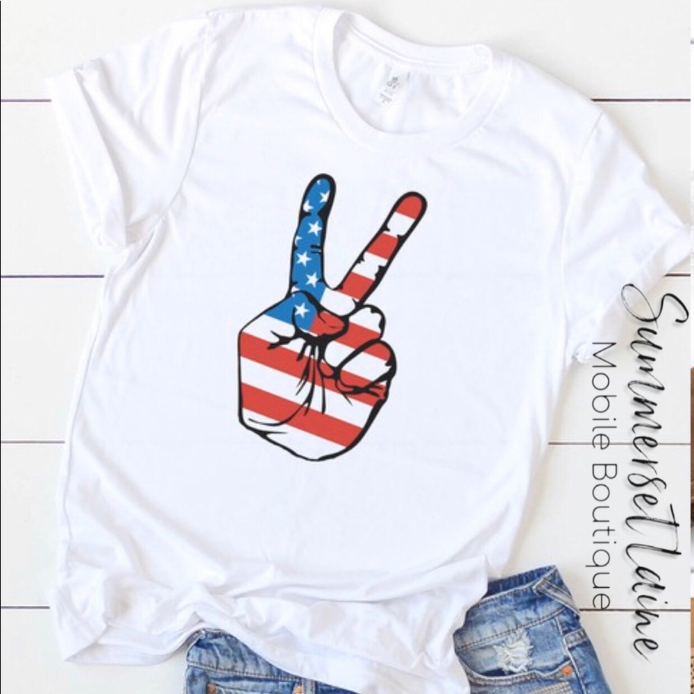 Bella Canvas T-shirt Red White & Blue Peace Sign